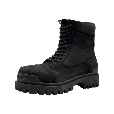 Balenciaga Combat Strike Boots 'Washed Black Cotton'
