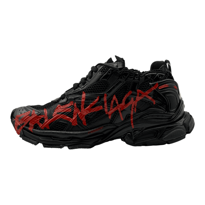 Balenciaga Runner Graffiti Sneakers 'Black/Red Mesh/Nylon'