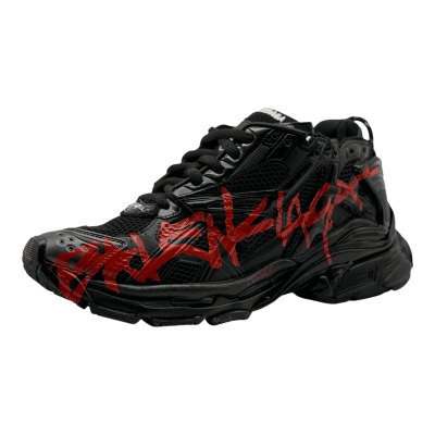 Balenciaga Runner Graffiti Sneakers 'Black/Red Mesh/Nylon'