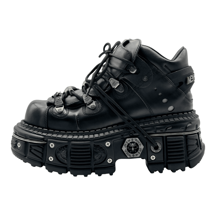 New Rock ANKLE BOOT BLACK IMPERFECT WITH LACES Premium