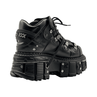 New Rock ANKLE BOOT BLACK IMPERFECT WITH LACES Premium