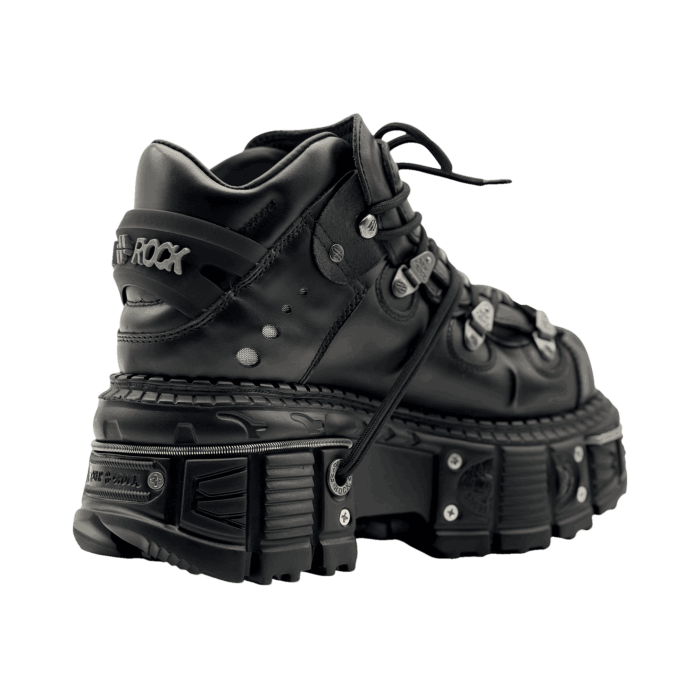New Rock ANKLE BOOT BLACK IMPERFECT WITH LACES Premium