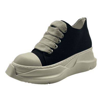 RICK OWENS DRKSHDW JUMBOLACE ABSTRACT LOW SNEAKS IN BLACK/MILK