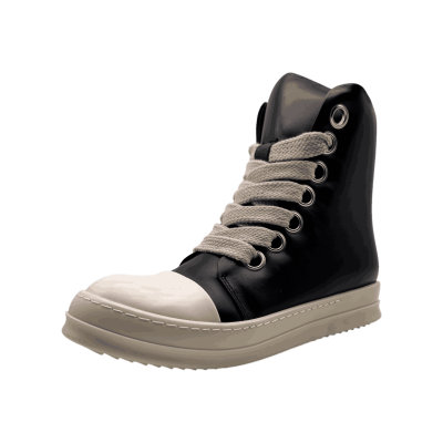 RICK OWENS SS25 HOLLYWOOD JUMBOLACE SNEAKERS IN 'BLACK/MILK'