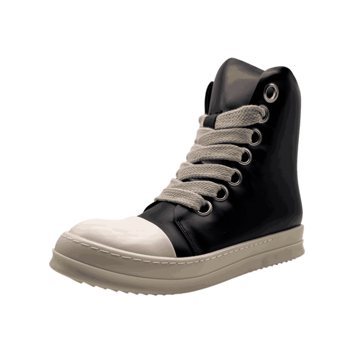 RICK OWENS SS25 HOLLYWOOD JUMBOLACE SNEAKERS IN 'BLACK/MILK'