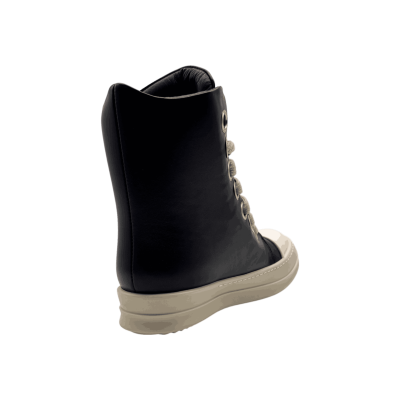 RICK OWENS SS25 HOLLYWOOD JUMBOLACE SNEAKERS IN 'BLACK/MILK'