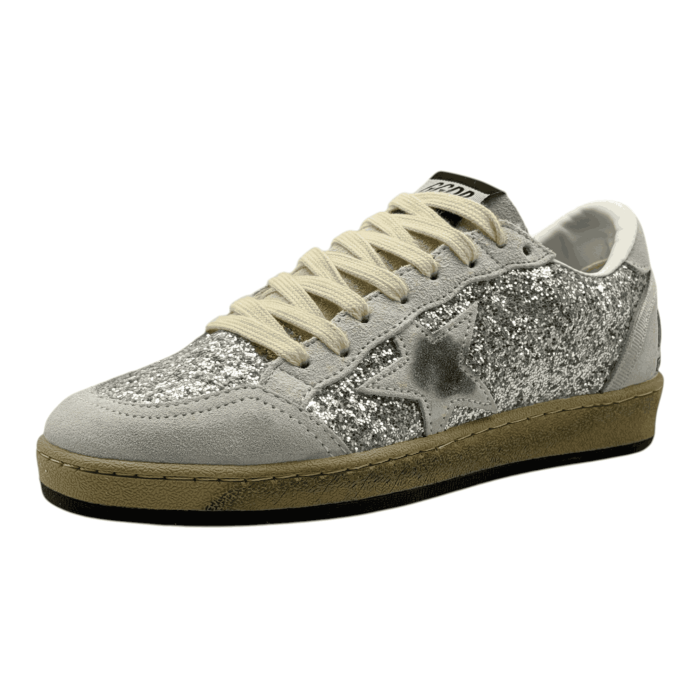 Golden Goose Ball Star Sneakers 'Platinum White Glitter'